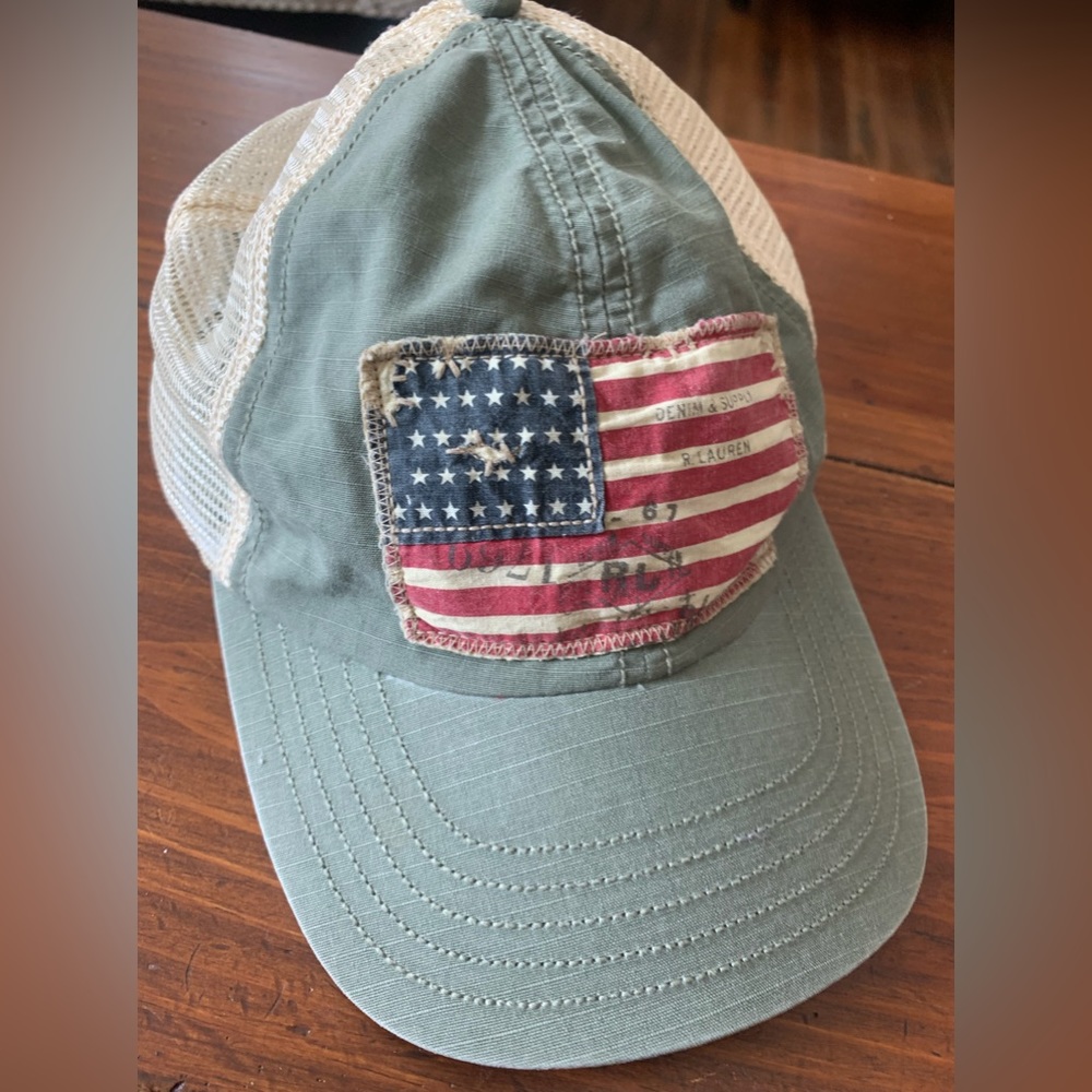DENIM & SUPPLY RALPH LAUREN Flag baseball cap distressed, mesh cap USA flag
O/S
